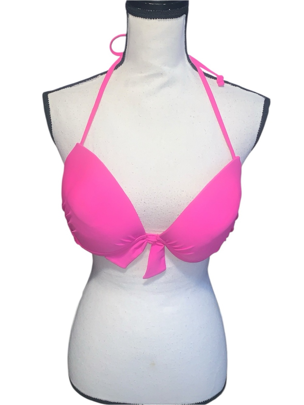 BONGO Hot Pink Tie Front Halter Bikini Top XL
